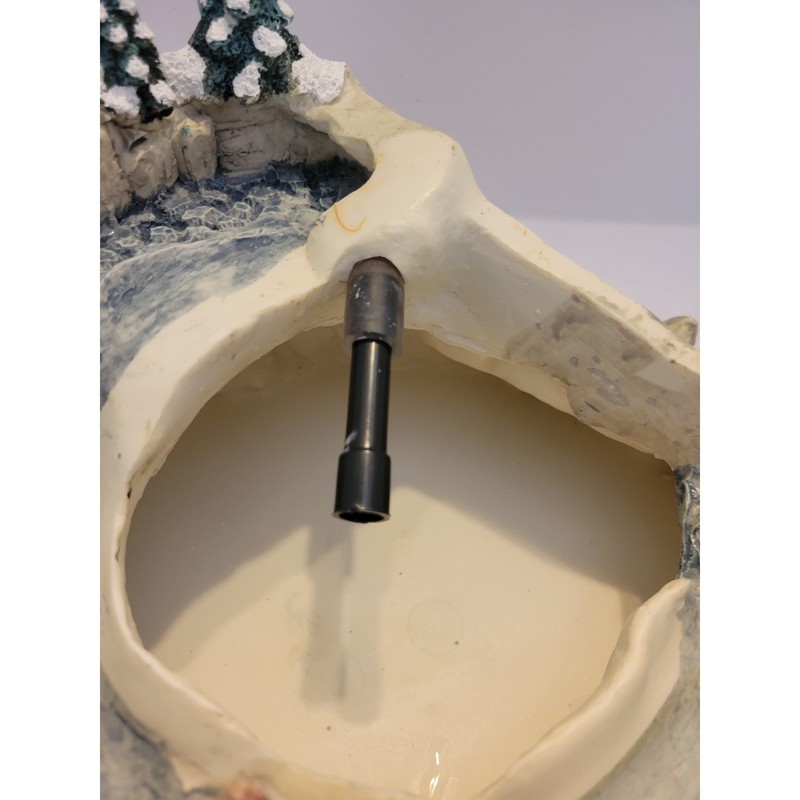 VTG Thomas Kinkade Waterfall Fountain Snowy Cottage Christmas Village *Flaw gallery