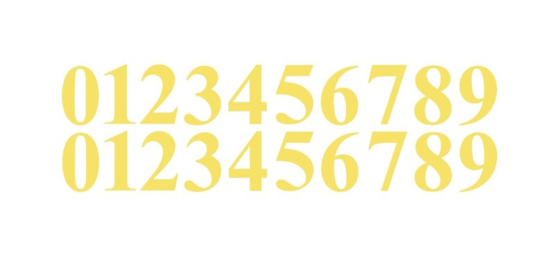 0-9 Numbers Yellow Sticker Vinyl Decals CHOOSE .5″ – 12″ Set Of 20 (V646)