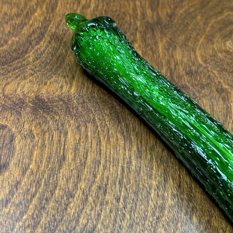 Murano style glass Vegetable 8" Asparagus Green Handblown paper weight decor gallery