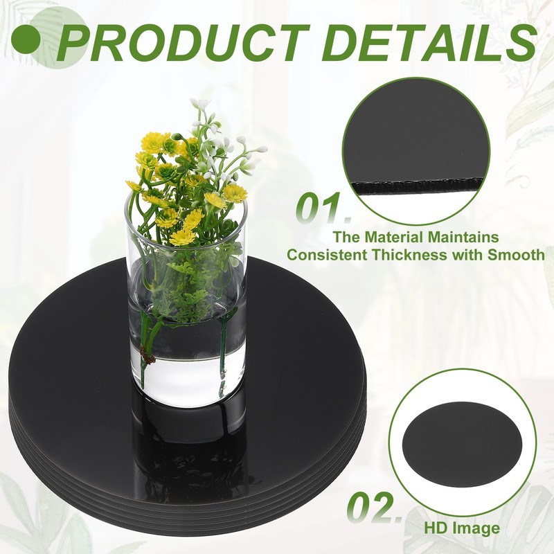 6 Pack 12 Inch Mirror Centerpieces for Table, Round Mirrors Table Plate, Black gallery