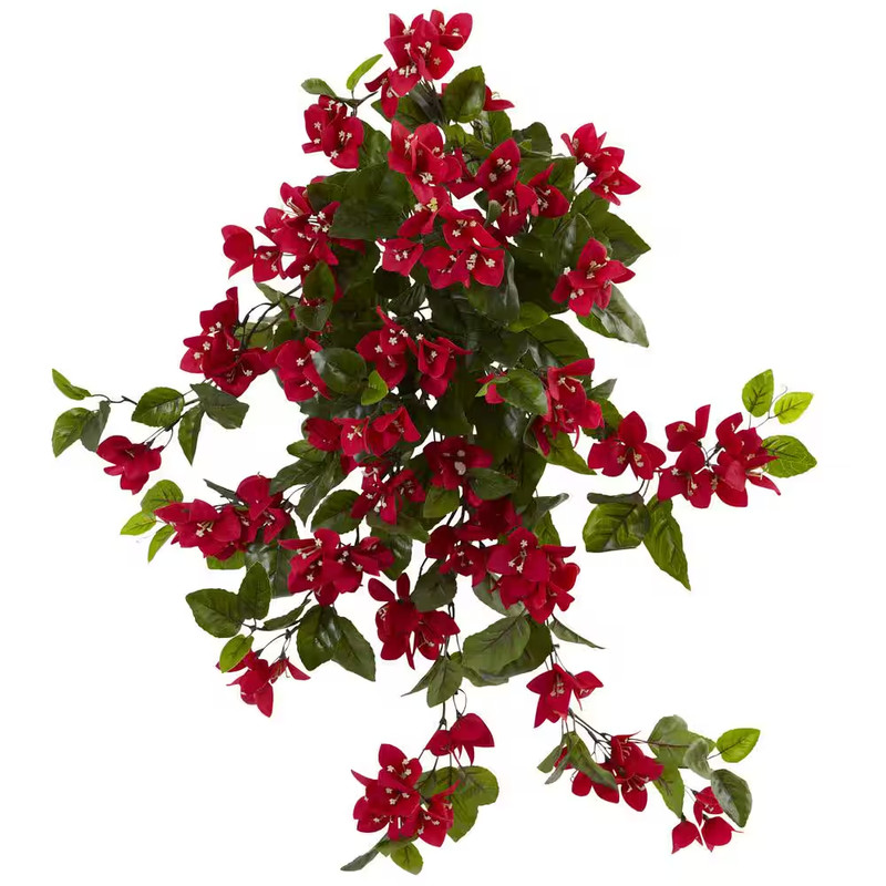 Indoor/Outdoor 28 In. Bougainvillea Hanging Bush Artificial Plant UV Resistant (