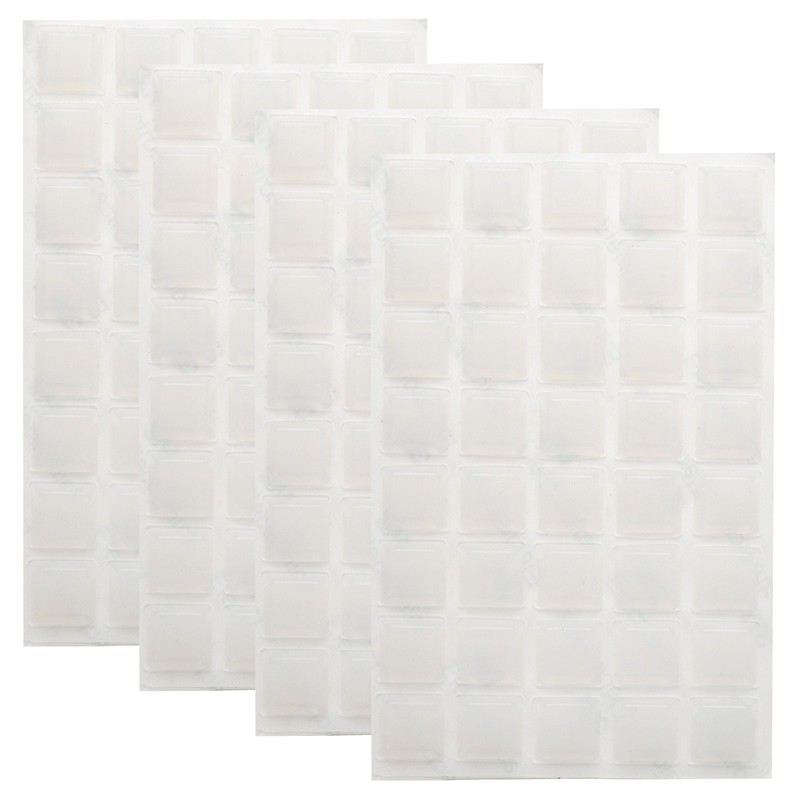 200Pcs Cabinet Door Bumper Rubber Pad 1/2″ Diameter (Square, Transparent)