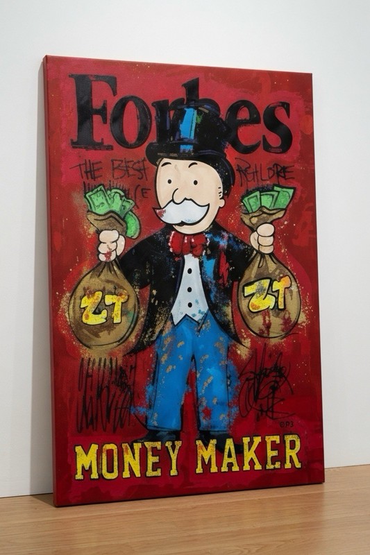 Forbes Money Maker Monopoly Street Art Canvas – Pop Art Wealth Theme, 24 x 36 in gallery