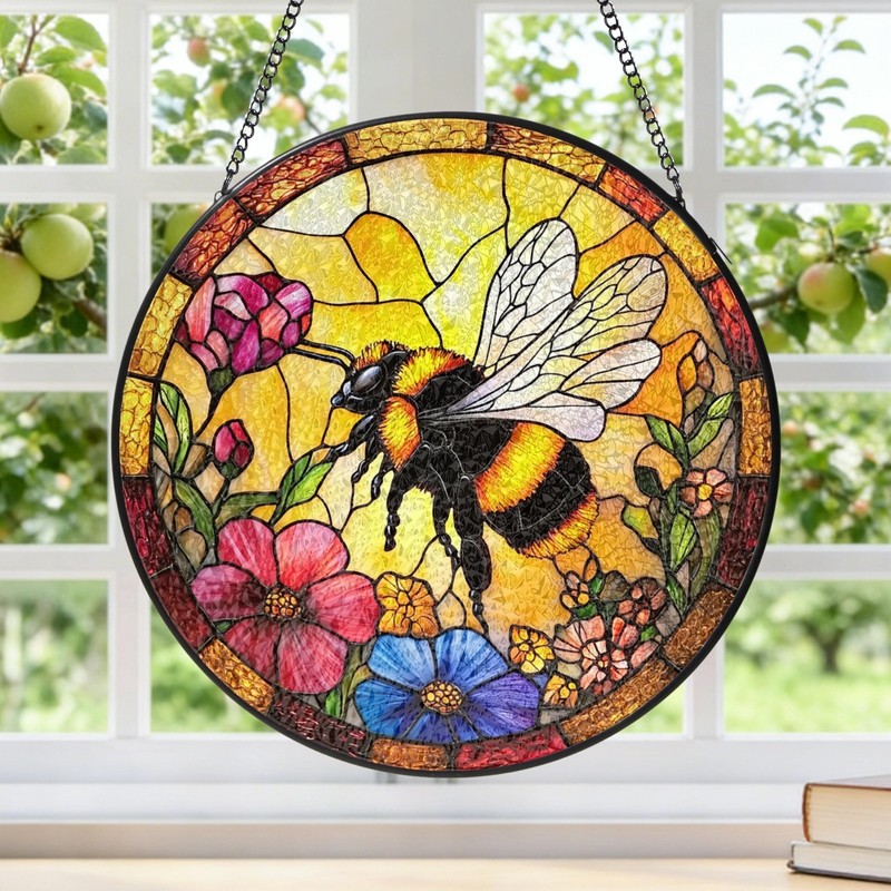 Custom Bee Stained Glass Suncatcher Window Hangings Bumble Bee Honeybee Bee gallery