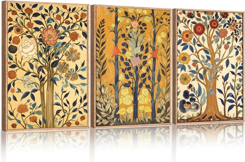 16×24 Inch Vintage Floral Tree Framed Canvas Wall Art 3