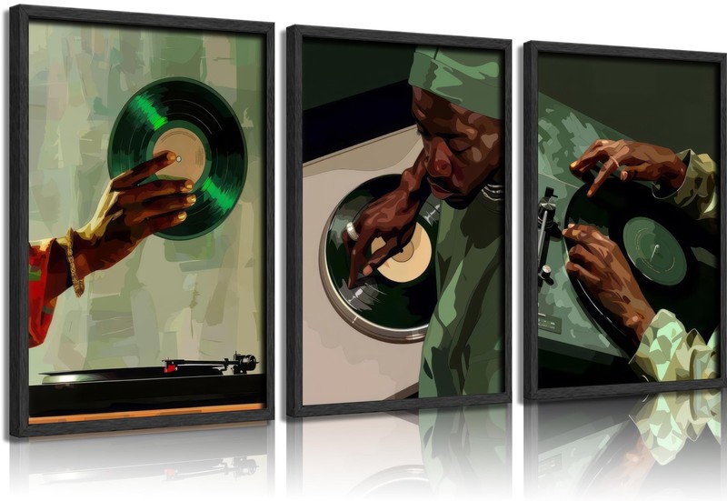 Black Men Wall Art African American DJ Painting Pictures Wall Decor Hip Hop P…