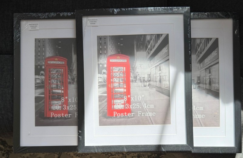 Set Of 3! New Black Picture Frame | Displays 8×10” With Mat or 11×14 Without Mat