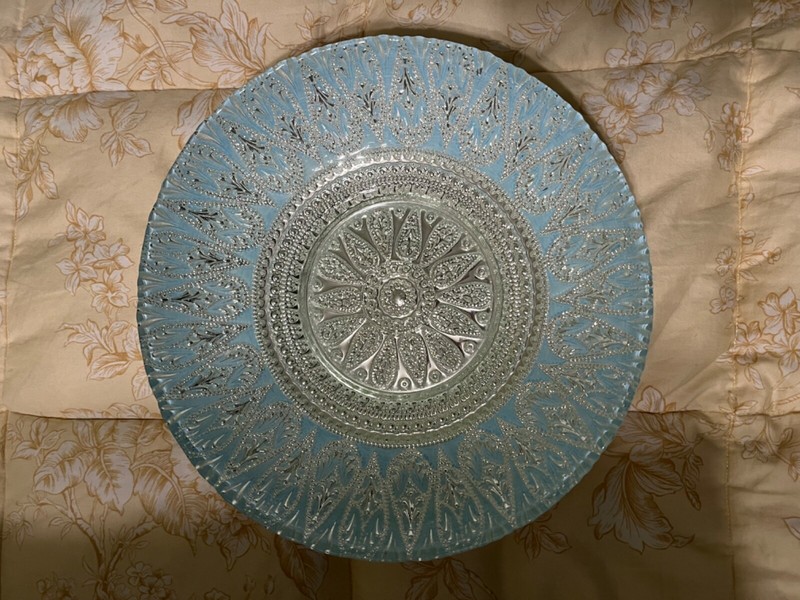 Decorative Blue and Silver Bowl - 91/2 x 2 inches