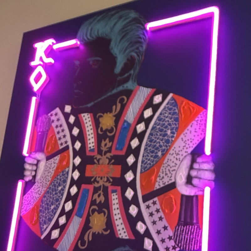 ELVIS Neon Effect King Playing Card Canvas Poster Multicolor Vertical gallery