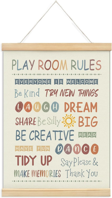 Rainbow Nursery Playroom Wall Decor Poster Hanger Frame,Kids Playroom Decor,Educ