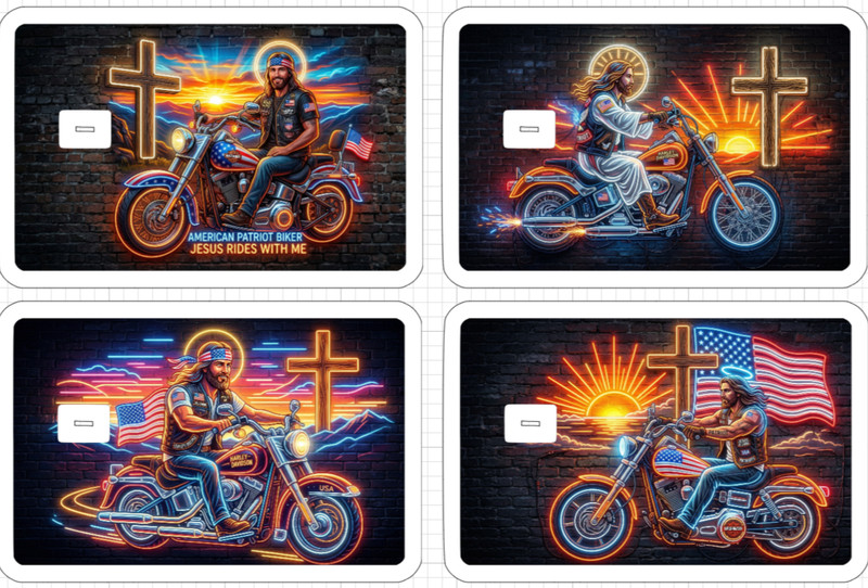 Biker Jesus Christ Loves America Credit Debit ATM Card Skin Sticker Harley Gift