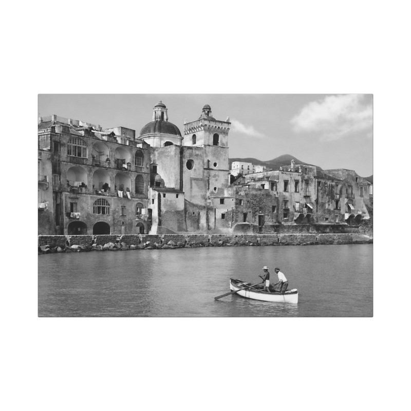 Vintage Ischia Coastal Village Photo Canvas Wrap 1.6"