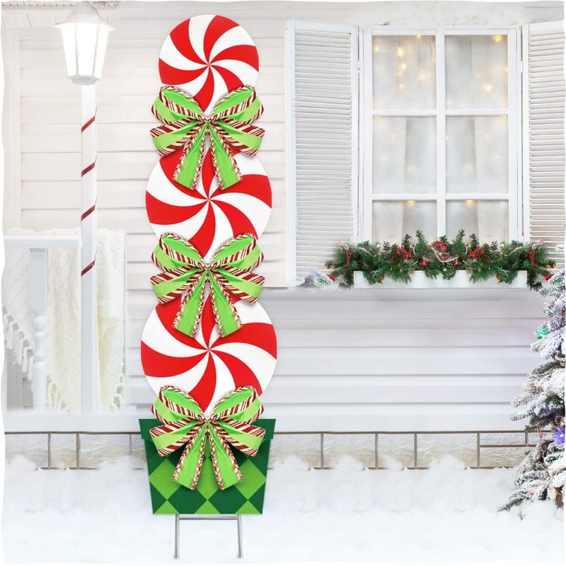 Candy Christmas Decorations Outdoor – 44In Peppermint Xmas Yard Stakes – Gian…