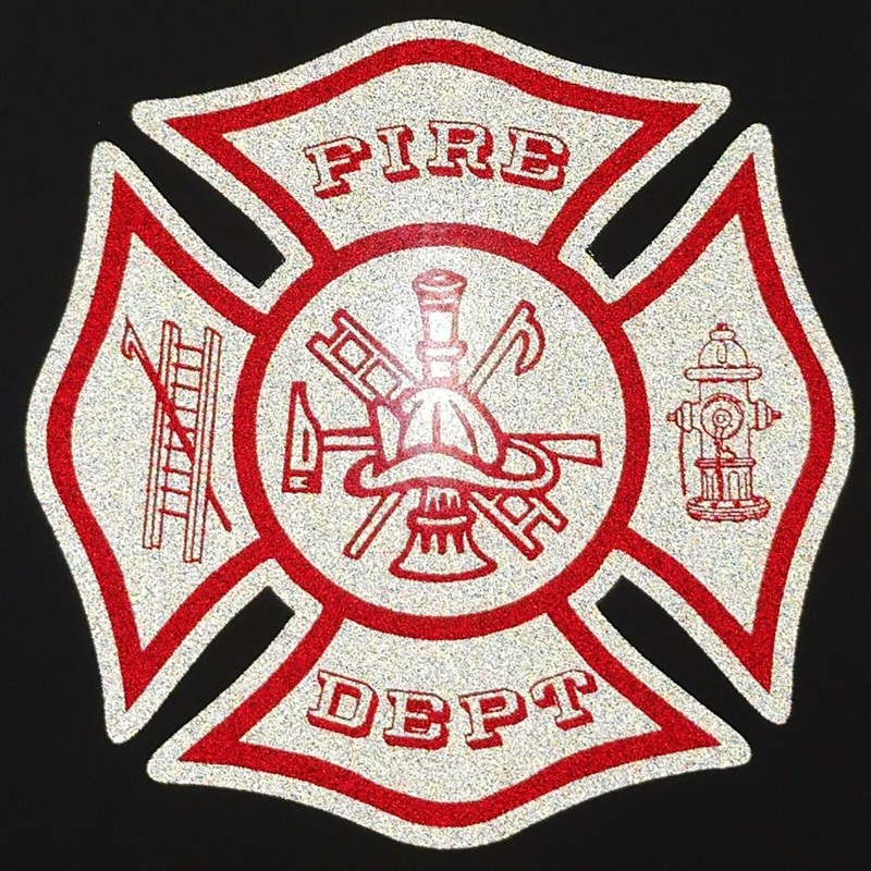 Red Reflective Maltese Cross Fire Helmet Car Decal multiple sizes gallery
