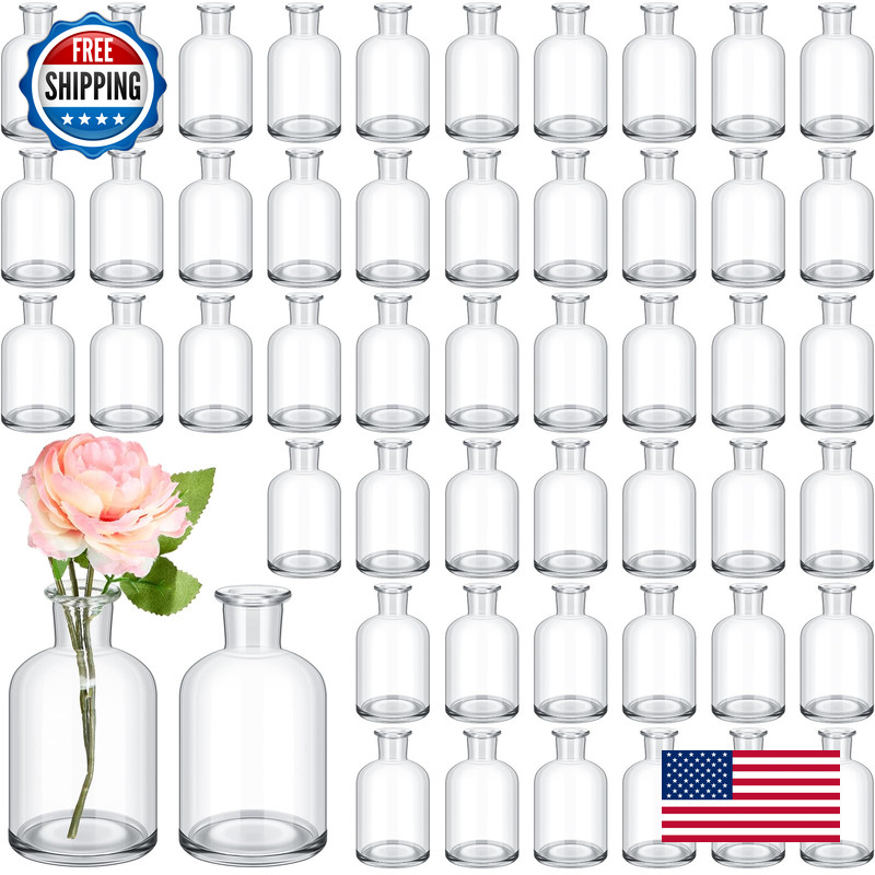 Lallisa 54 Pcs 3.15 Inches Small Glass Bud Vases Bulk Mini Flower Vases For