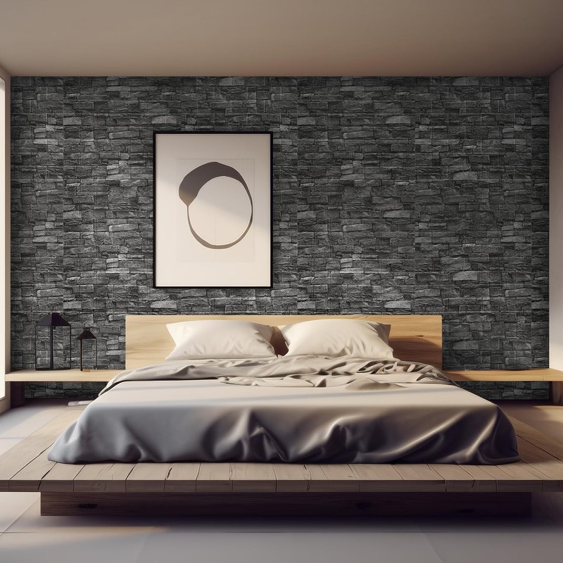Yutianli 10PSC 3D Wall Panels Peel and Stick Faux Brick 10PCS, Black gallery