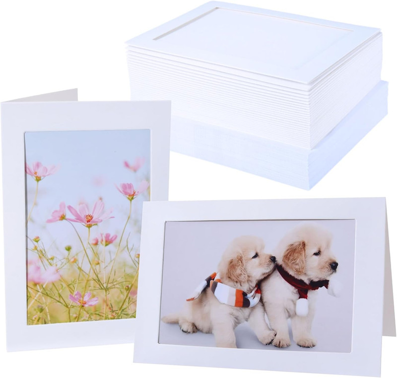 50 Count Photo Frame Cards with Envelopes 4X6 Paper Picture Frame Notecards Phot