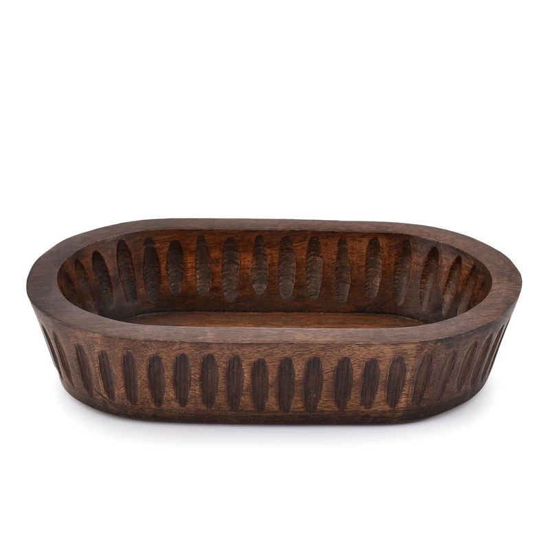 Mango Wood Decorative Bowls for Home Décor, Decorative Long Wooden Bowl for T... gallery