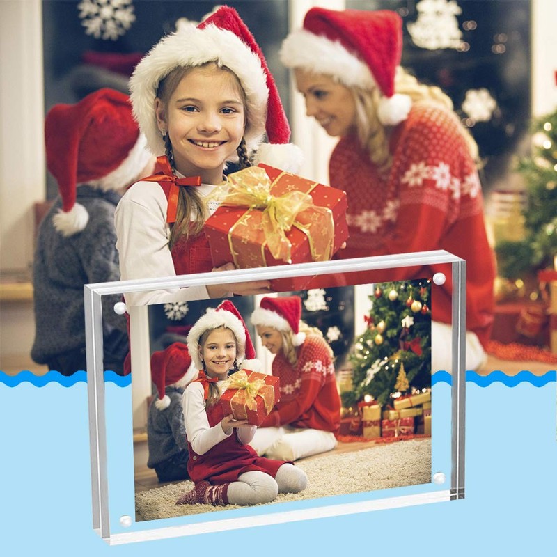 HELPLEX Acrylic Frames, 2 Pack 5x7, 24mm Thicker Frameless Clear Picture Fram... gallery