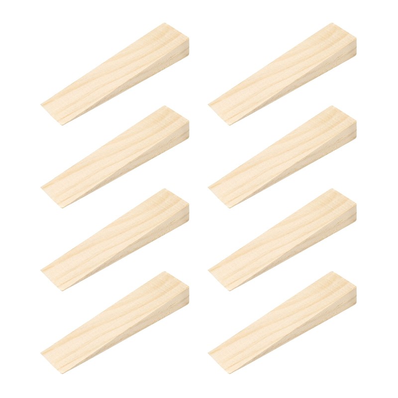 8Pcs Wooden Door Stopper, 3.54" x 0.79" x 0.51" Non-Slip Door Wedges for Home