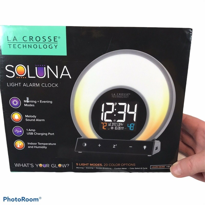 La Crosse, Soluna Mood Light Alarm Clock, Indoor Temperature Humidity Calendar
