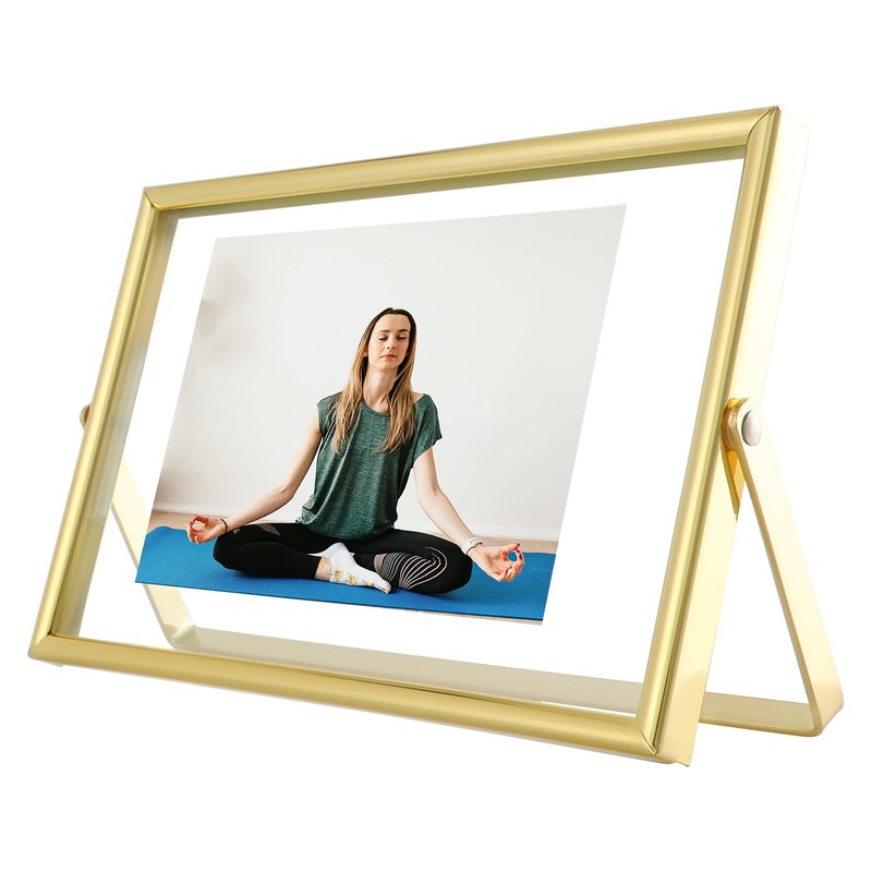 Gold Horizontal Floating Frame 4×6 Inch Fits 3×5/2×3/1×2 Inch Picture Photo