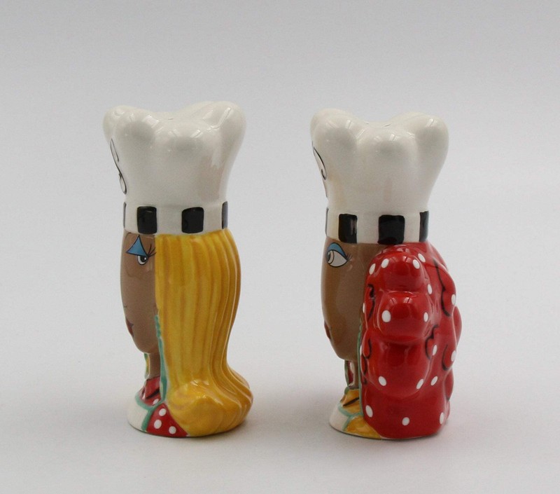 Ceramic African American Lady Chef Salt and Pepper Shakers, Home Décor, Gift for gallery