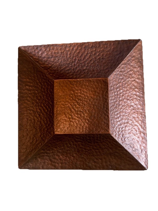 Hammered Copper Look Metal Bowl 14” Square Centerpiece Rustic Decor