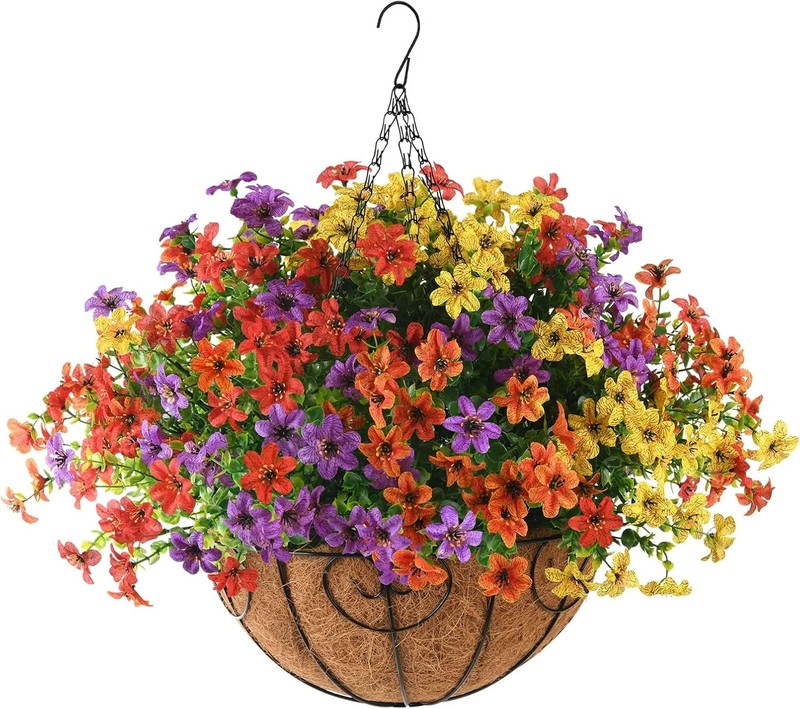 ZFProcess Artificial Flowers Hanging Baskets, Multicolor 12 Bundles Faux Flower
