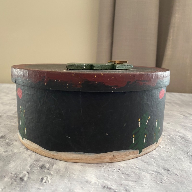Primitive Snowman Small Lidded Box Winter Folk Art Style Christmas Home Decor gallery