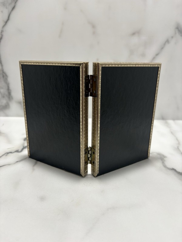 Ornate Hinged Double Picture Frame Embossed Desktop Photo Display 3 1/2 X 5” gallery