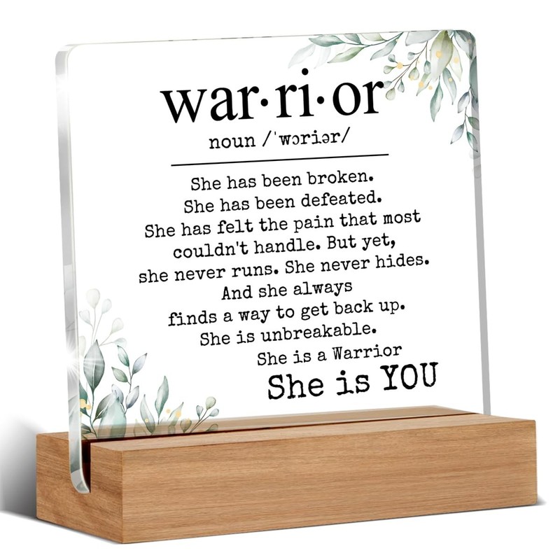Inspirational Cancer Survivor Gifts for Women Mom, 4 x 4 inches, Worrior