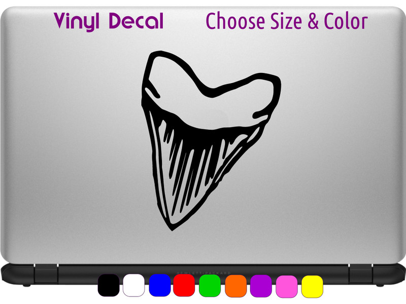 Megalodon Shark Tooth Fossil Decal Laptop Car Window CHOOSE SIZE COLOR gallery