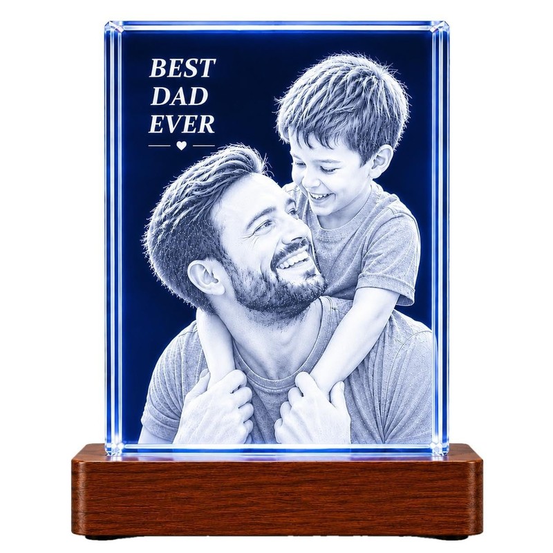 Custom 3D Crystal Photo with LED Light Base | Personalized Gift for Birthdays, M gallery