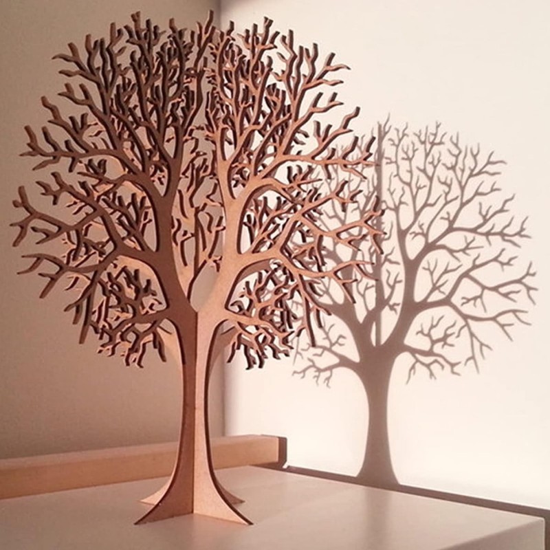 Wood Tree Crafts 3D Tree of Life Sign Ornament Natural Wood Artificial Table Tre