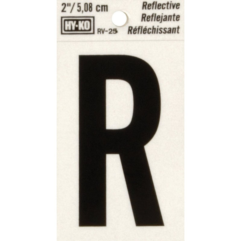 Hy-Ko Vinyl 2 In. Reflective Adhesive Letter, R RV-25/R Pack of 10 Hy-Ko RV-25/R