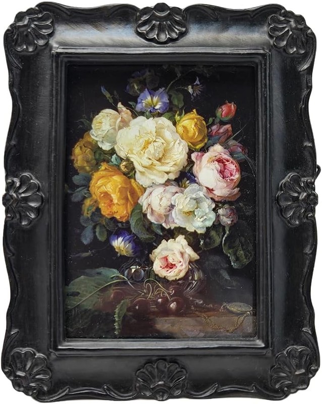 2.5x3.5 Small Vintage Picture Frame, Mini Antique Black Ornate Pho