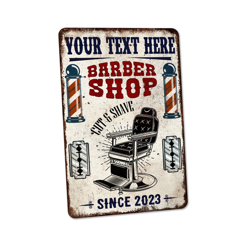 Personalized Barber Shop Sign Barber Pole Razor Hairdresser Decor 108122002055 gallery