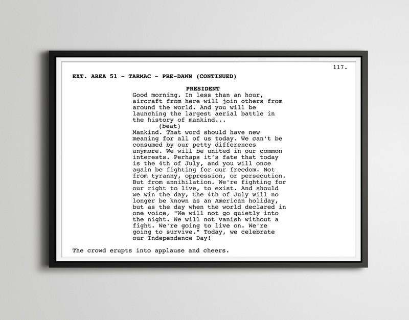 Independence Day Speech Screenplay POSTER! – Movie – Film – Inspirational – Art