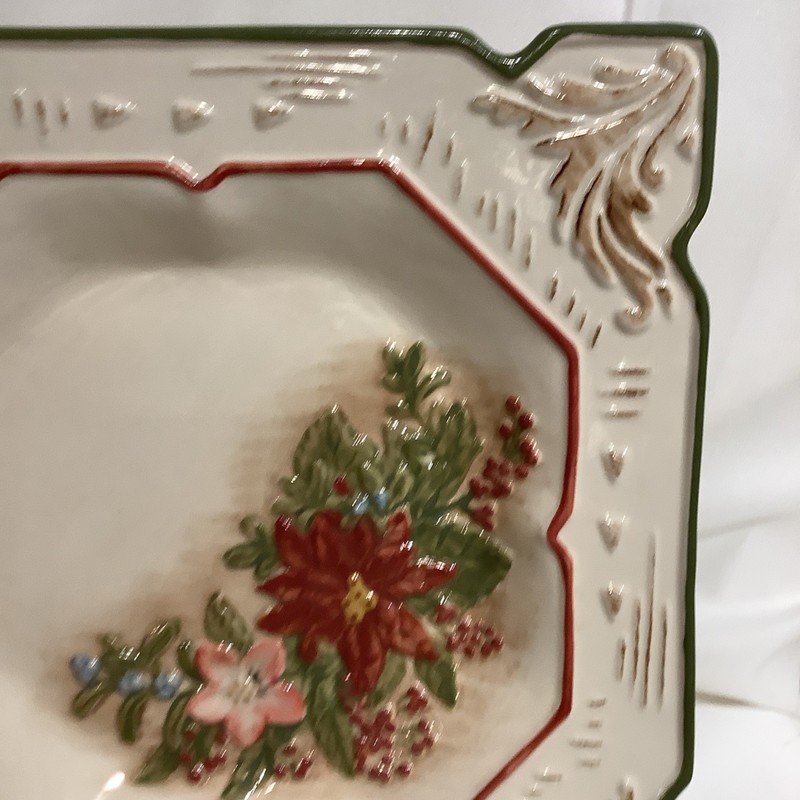 MWW Manual Woodworkers Market Poinsettia Berries Square Plate 11-3/8” Square gallery