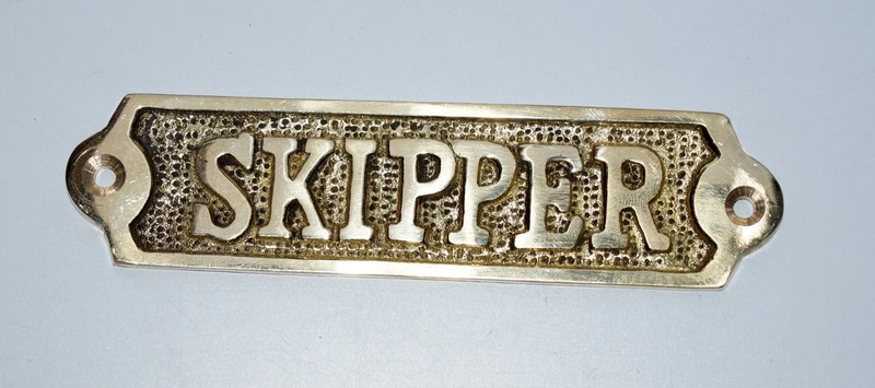 Solid Brass Door Sign "Skipper" - Metal Wall Plaque - Nautical Wall Art Marine gallery
