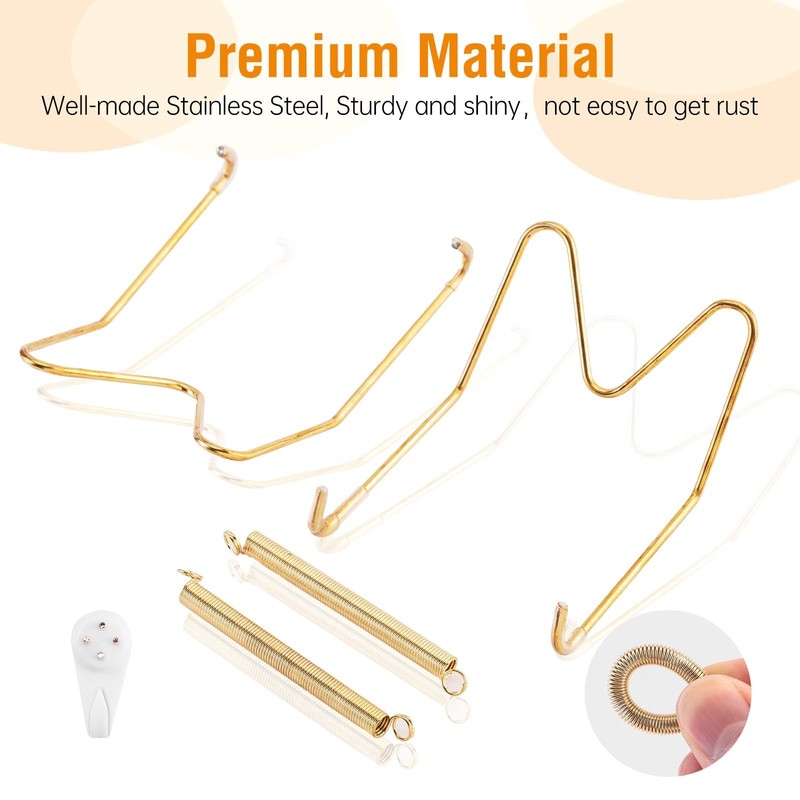4 Pack HeavyDuty Stainless Steel Plate Hangers 810 Inch Gold for Wall Display gallery