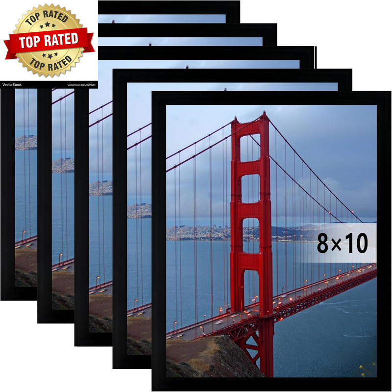 8X10 Picture Frame Wall Hanging Photo Frame, Black, 5 Pack
