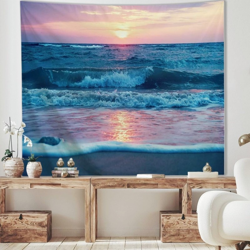 Ocean Tapestry Wall Hanging, Sea Beach Wave Sun Cloud Landscape Scenery Natur... gallery