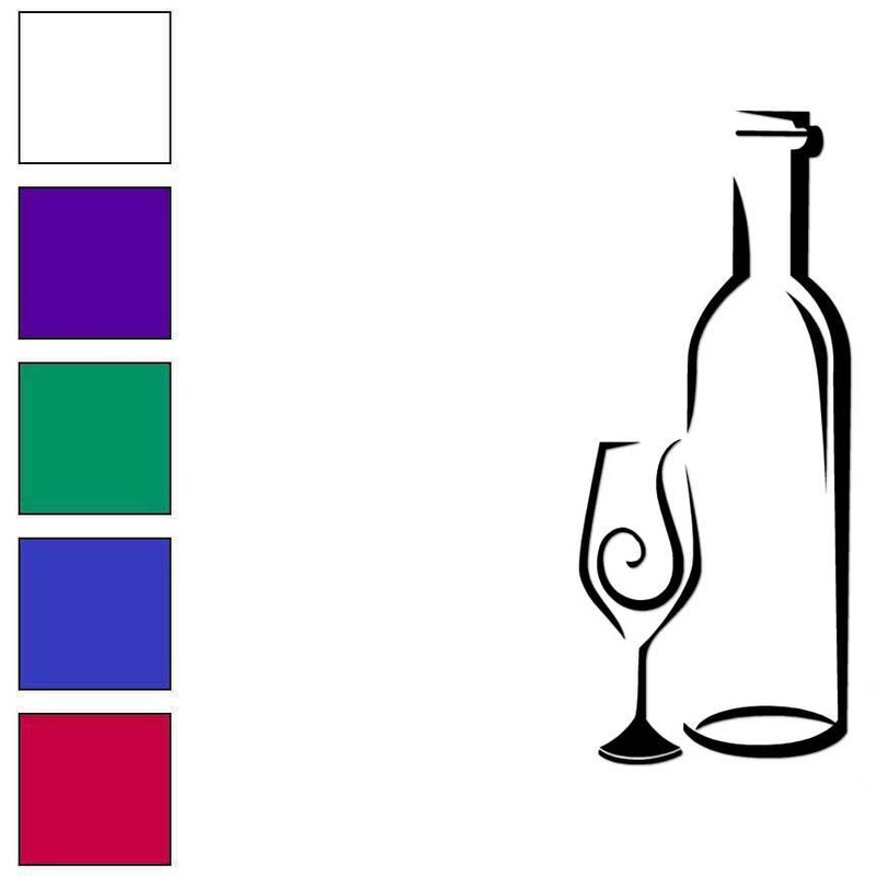 Wine Bottle Glass, Vinyl Decal Sticker, Multiple Colors & Sizes #6944