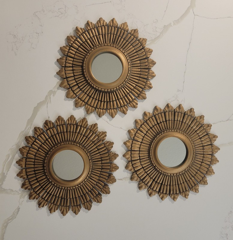 Vintage Suzanne Kasler Sunburst Mirror Antique gold finish Set of 3