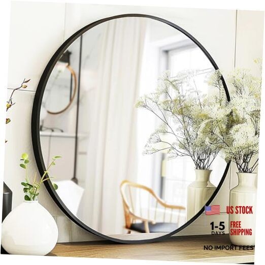 Round Mirror, Round Mirror 24 inch Circle Mirrors Matte 24″L x 24″W 1 Black