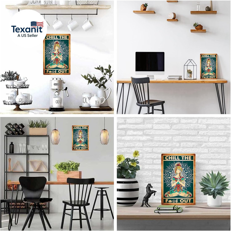 Retro Hippie Decor Wall Art Poster - Chill the Food Out Vintage Peace Sign Yoga gallery