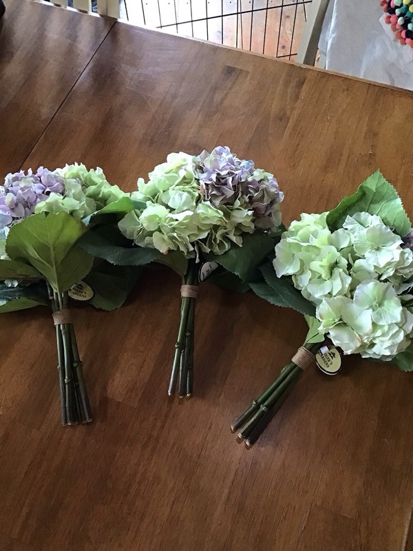 Beautiful Set Of 3 Hydrangea Bouquets Light Green And Light Purple gallery