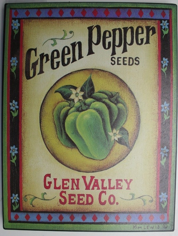 Iron Tin Metal Sign Home Kitchen Green Pepper Seed Glen Valley Co Decor wall art